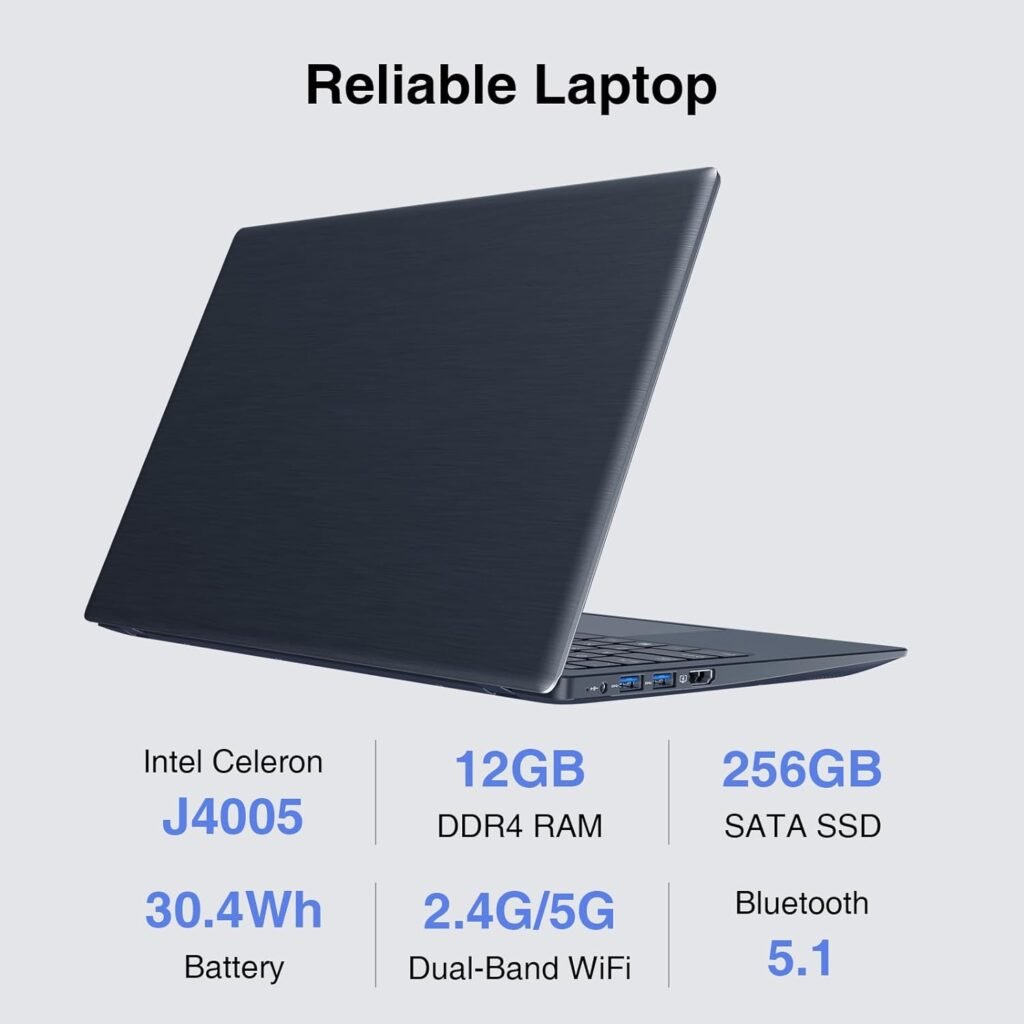 ECOHERO 2024 Laptop Computer, Intel J4005 Processor (Up to 2.7GHz), 12GB DDR4 RAM/256GB SSD, 14 Inch FHD 1920x1080 Display, Windows 11 Laptops Computers, Privacy Camera